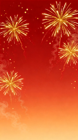 国风新年烟花红色背景设计素材