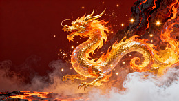 奇幻风格火焰金龙插画设计素材