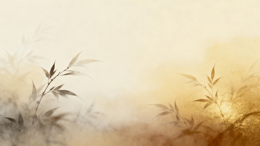 水墨风竹影晨雾背景设计素材
