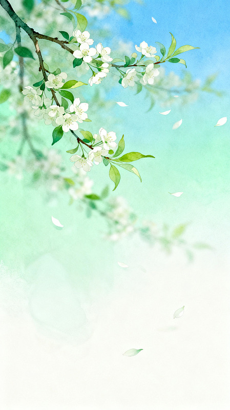 水彩风春日樱花枝手绘插画素材