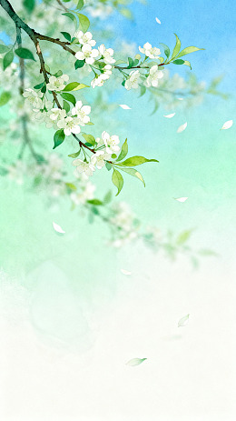 水彩风春日樱花枝手绘插画素材