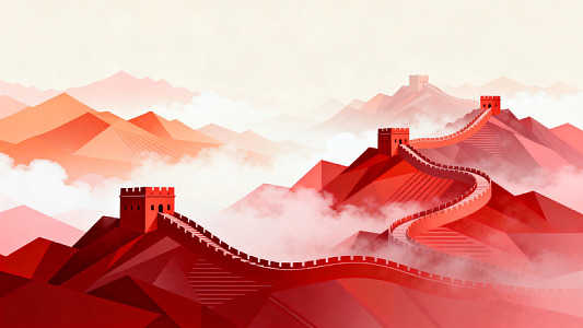 几何风长城山脉插画设计素材