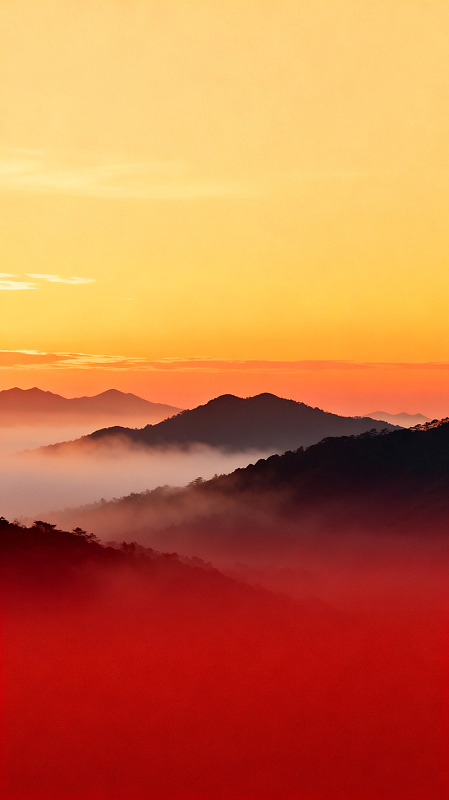 风日出山峦雾景自然风光素材