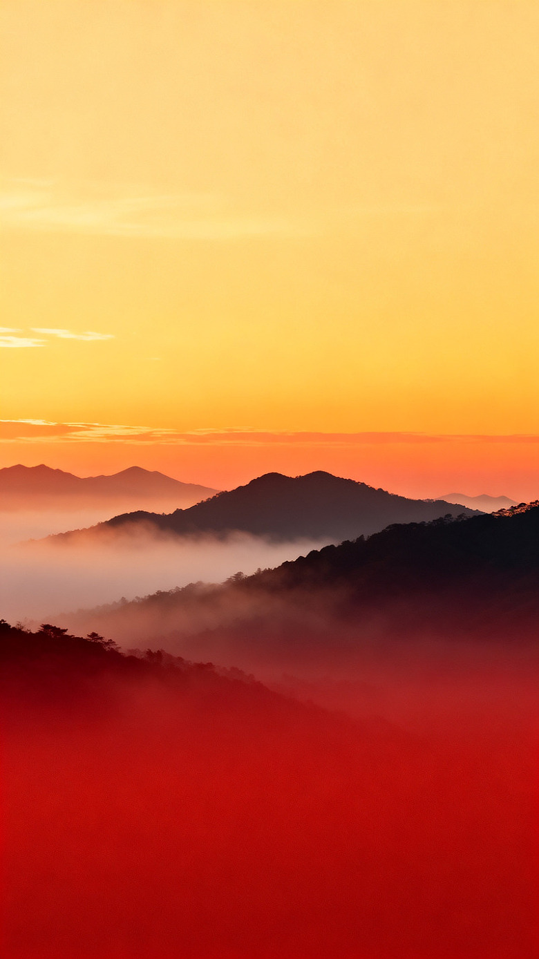 风日出山峦雾景自然风光素材