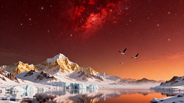科幻风极地雪山星空设计素材