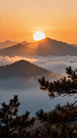 风日出山峦云海风景素材