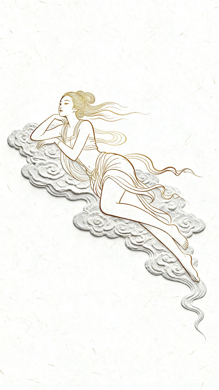 线描风仙女神态飘逸设计素材