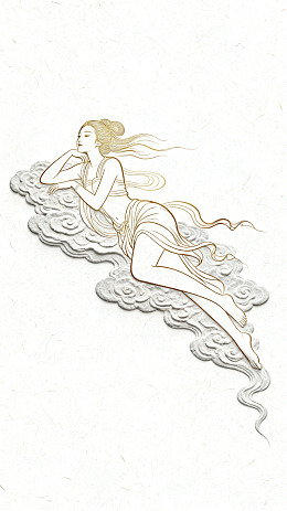 线描风仙女神态飘逸设计素材