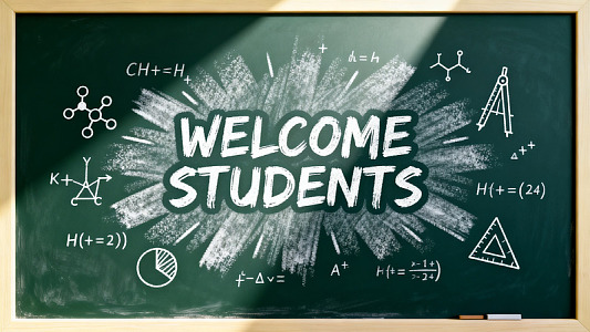 黑板风欢迎学生手绘数学公式设计素材