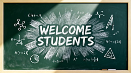 黑板风欢迎学生手绘数学公式设计素材
