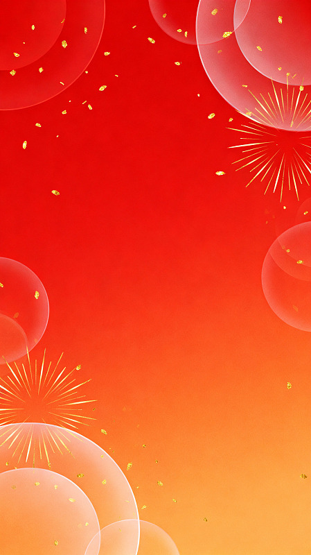 渐变红金新年烟花背景设计素材