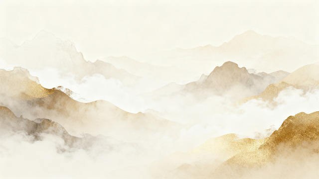水墨风云雾缭绕山峦背景素材