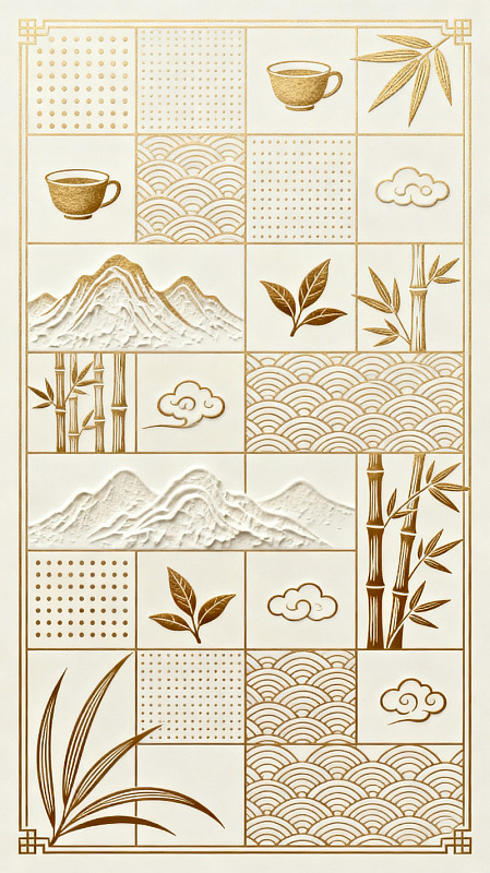 新中式茶文化山水纹样设计素材