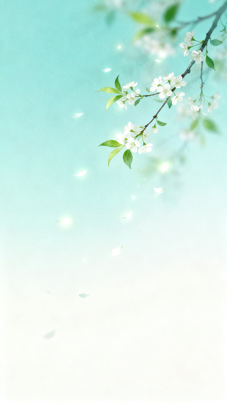 清新风樱花枝条插画设计素材