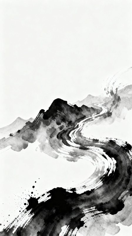 水墨风山水画意境背景设计素材