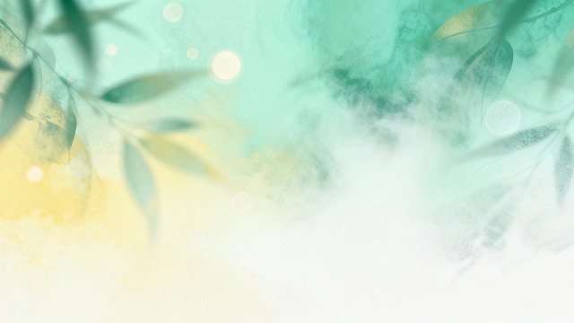 水彩风清新绿叶自然背景设计素材
