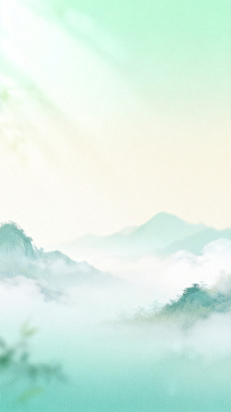 水墨风山水云雾意境插画素材