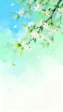 水彩风春日樱花枝手绘插画素材