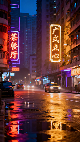 霓虹风城市夜景街景设计素材