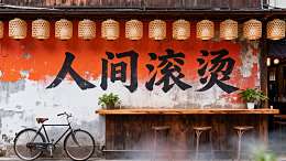 复古风人间滚烫店铺场景设计素材