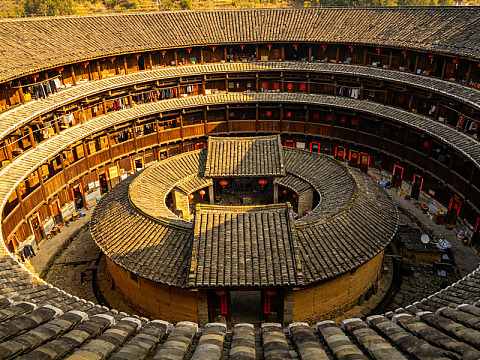 客家土楼建筑摄影素材