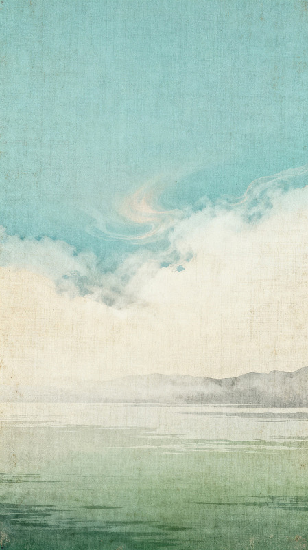 水墨风湖光山色风景插画素材