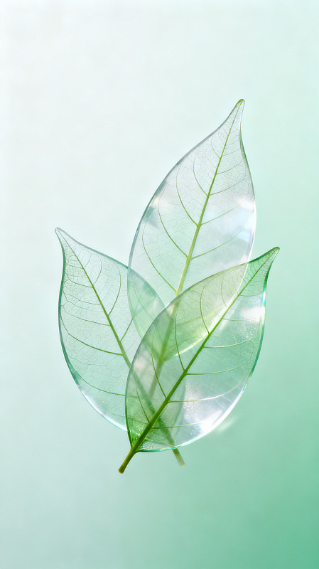 极简风透明绿叶自然素材