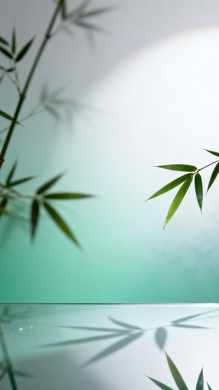 极简风竹叶光影静谧背景素材