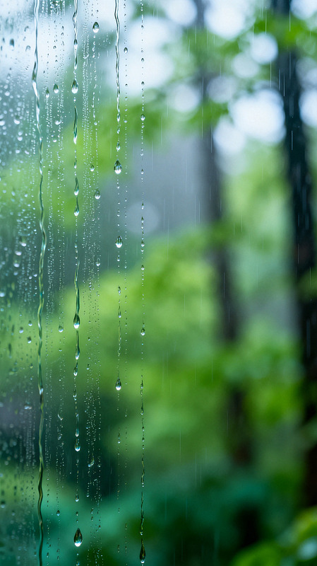 写实风雨中玻璃水珠自然素材