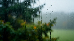 写实风雨中玻璃窗水珠自然风景素材