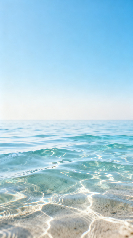 清新风海洋沙滩透明水纹设计素材