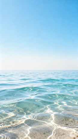 清新风海洋沙滩透明水纹设计素材