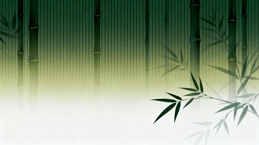 水墨风竹林意境插画设计素材