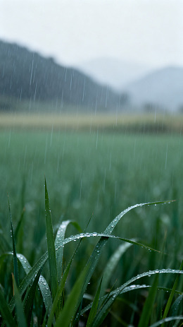 写实风雨中青草露珠自然素材