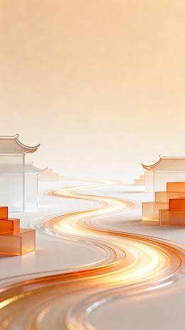 国风现代光影建筑抽象设计素材