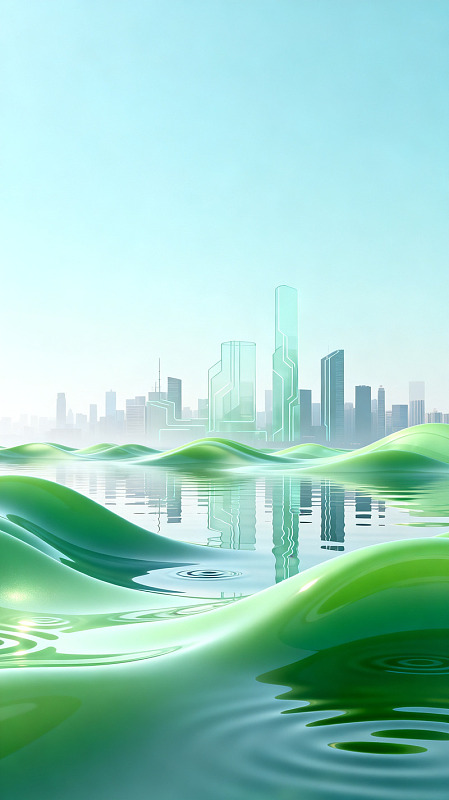 未来风绿色城市景观3D设计素材
