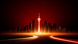 科幻风城市夜景塔楼光轨设计素材