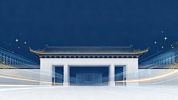 国风现代建筑夜景设计素材