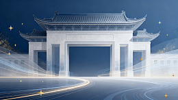国风夜景古建筑大门设计素材