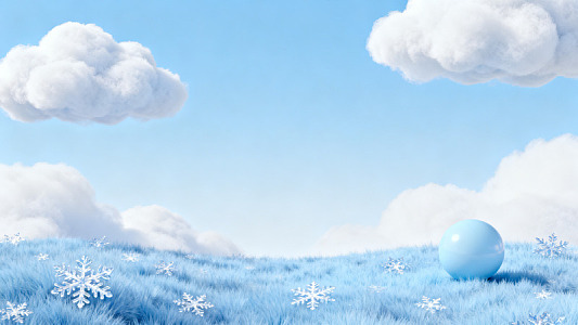 3D风格冬日雪景蓝色球体设计素材