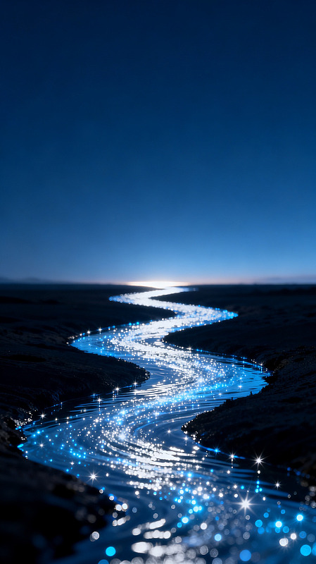 梦幻风星光河流夜景设计素材