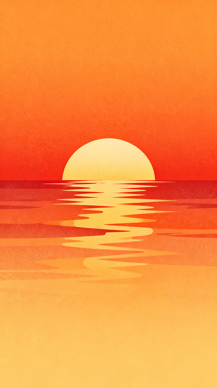 扁平风日落海面插画设计素材