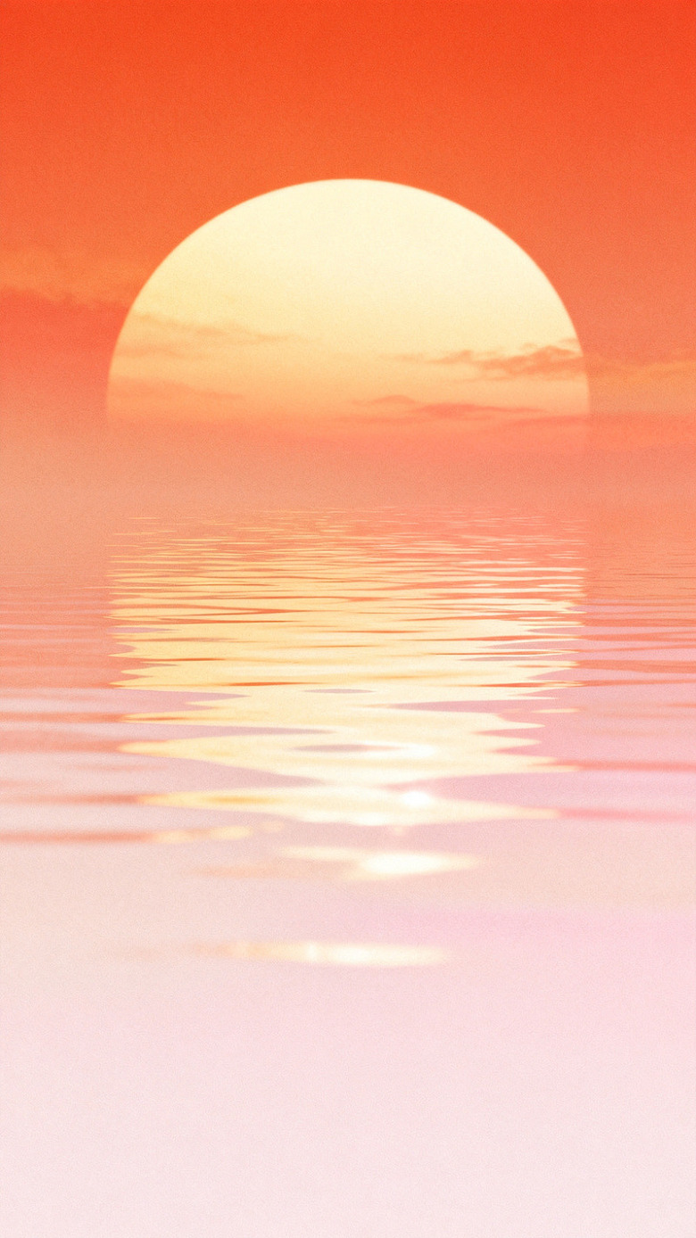 极简风日出海面光影插画素材