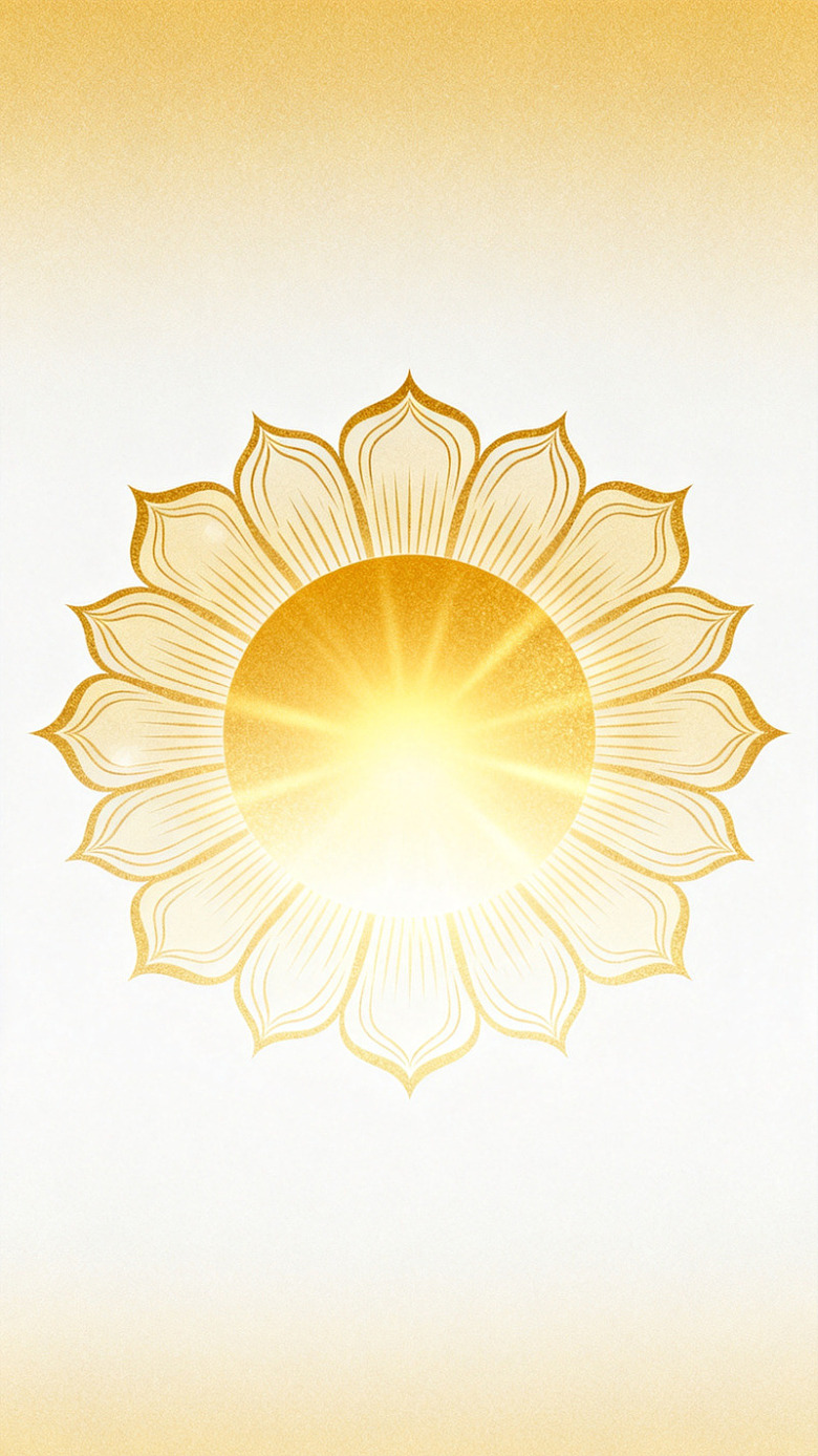 金色渐变莲花太阳光效设计素材