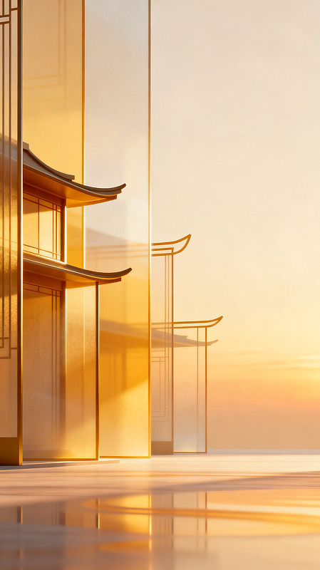 极简风东方建筑剪影设计素材