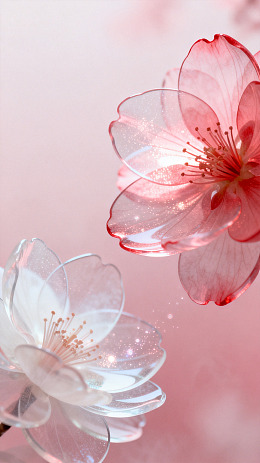 梦幻风樱花透明花瓣设计素材