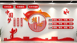 立体风中国梦党建文化墙设计素材