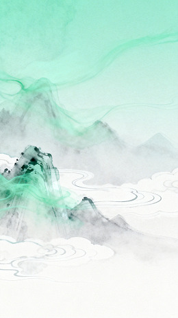 水墨风山水云雾意境插画素材