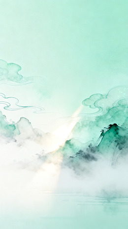 水墨风山水云雾意境背景素材