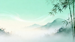 水墨风山水竹林意境背景设计素材